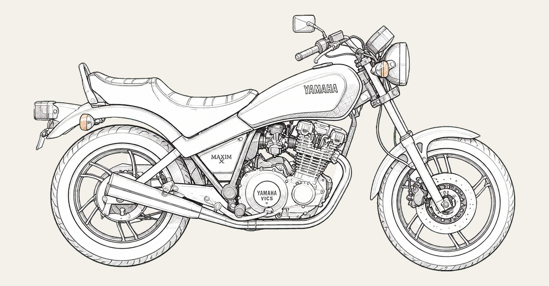 Line Art — Motorline custom motorcycle drawing